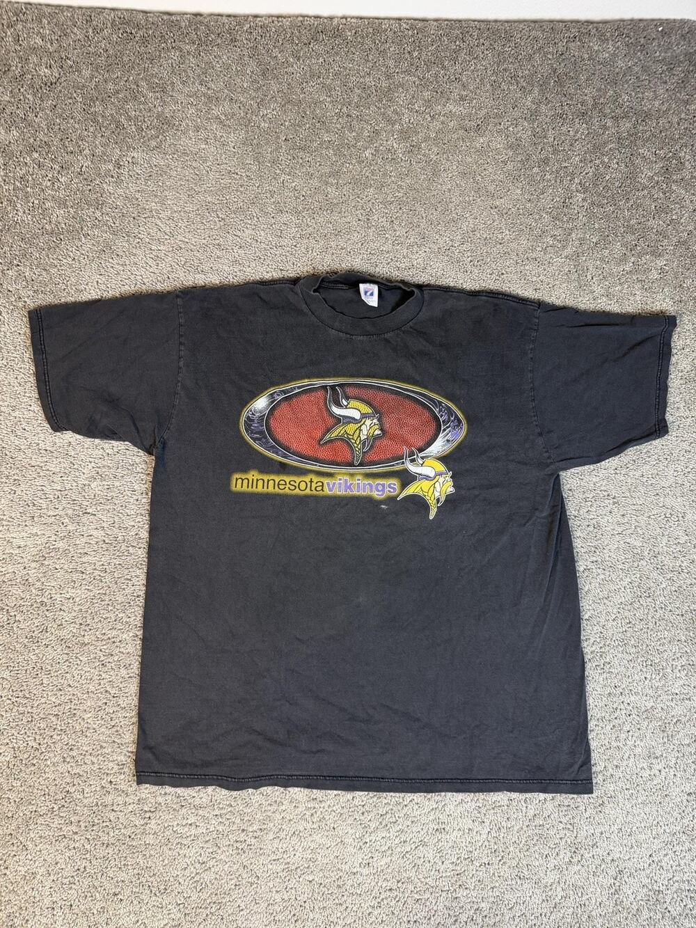 Vintage Minnesota Vikings Shirt Mens 2XL Black NFL Football Logo 7 Team Apparel